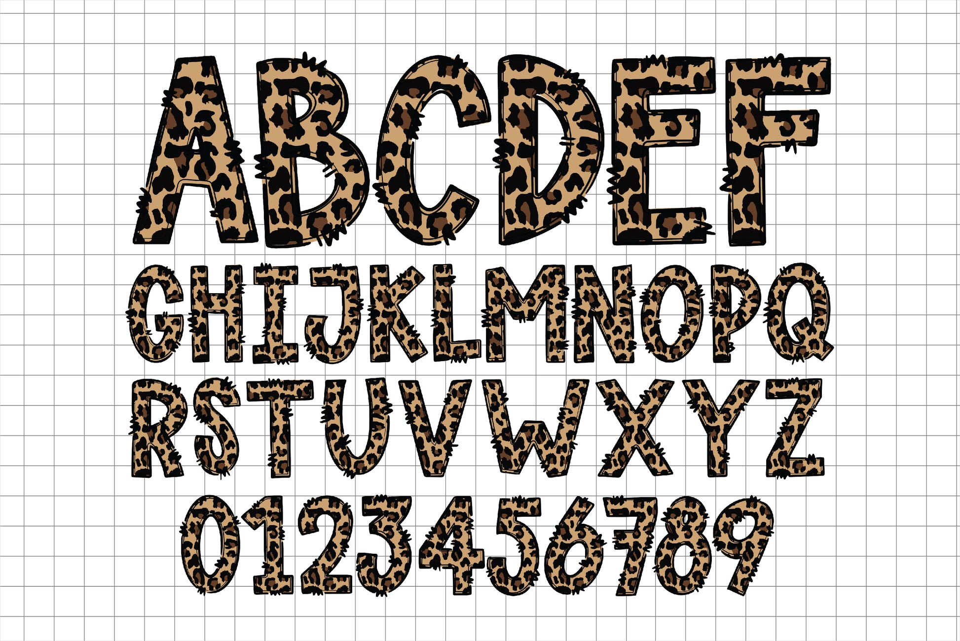 leopard alphabet png sublimation