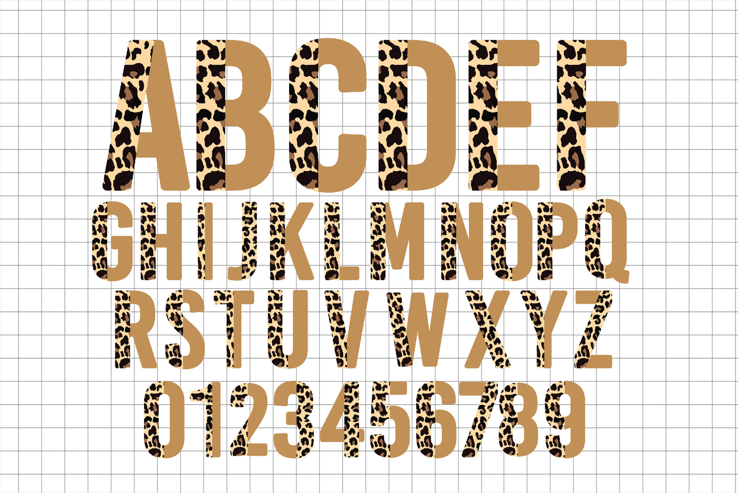 Half Leopard Alphabet PNG Sublimation