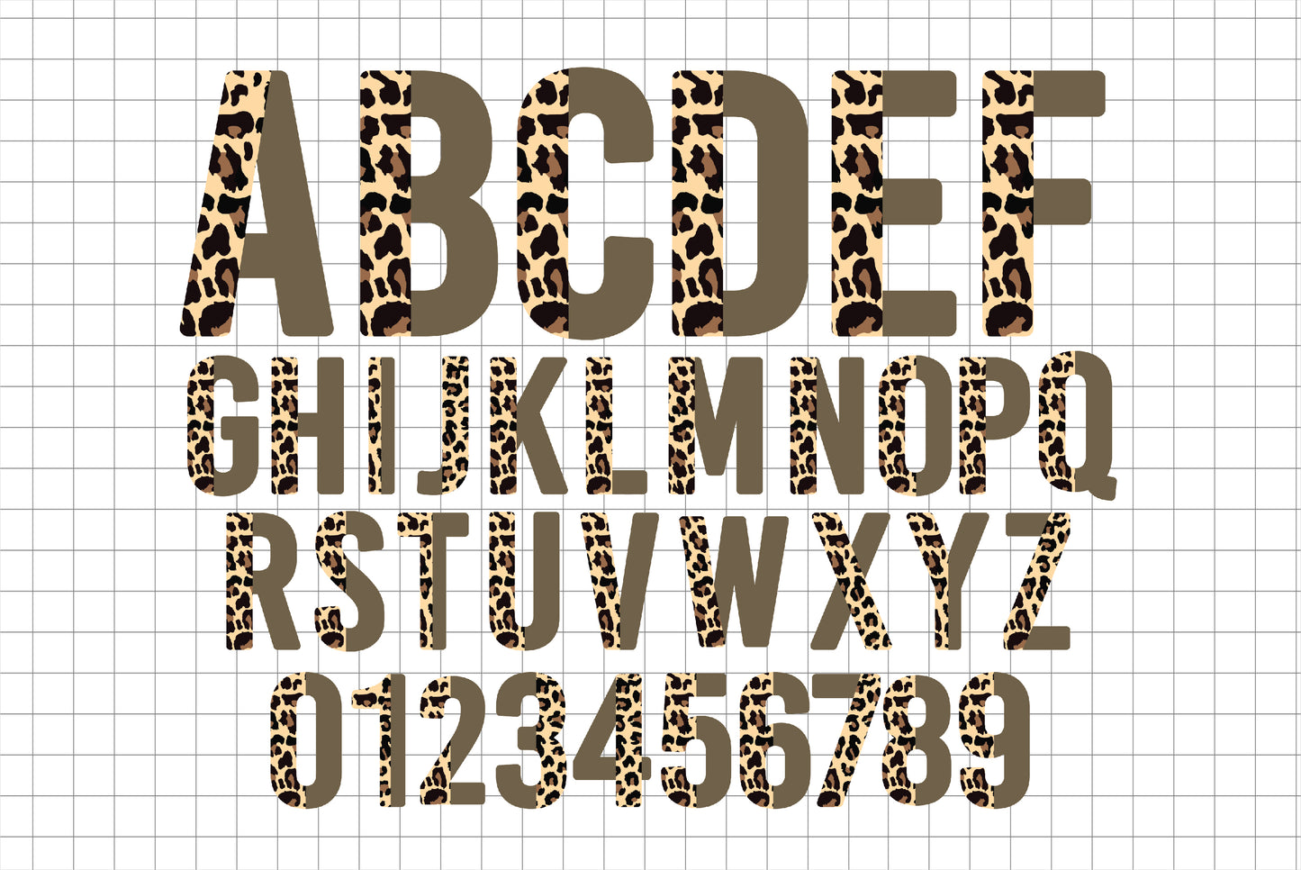 Half Leopard Alphabet PNG Sublimation