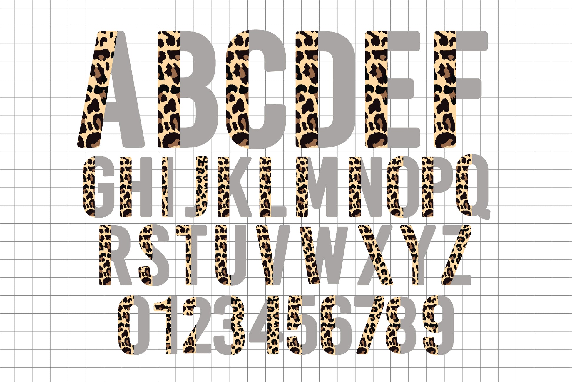 Half Leopard Alphabet PNG Sublimation