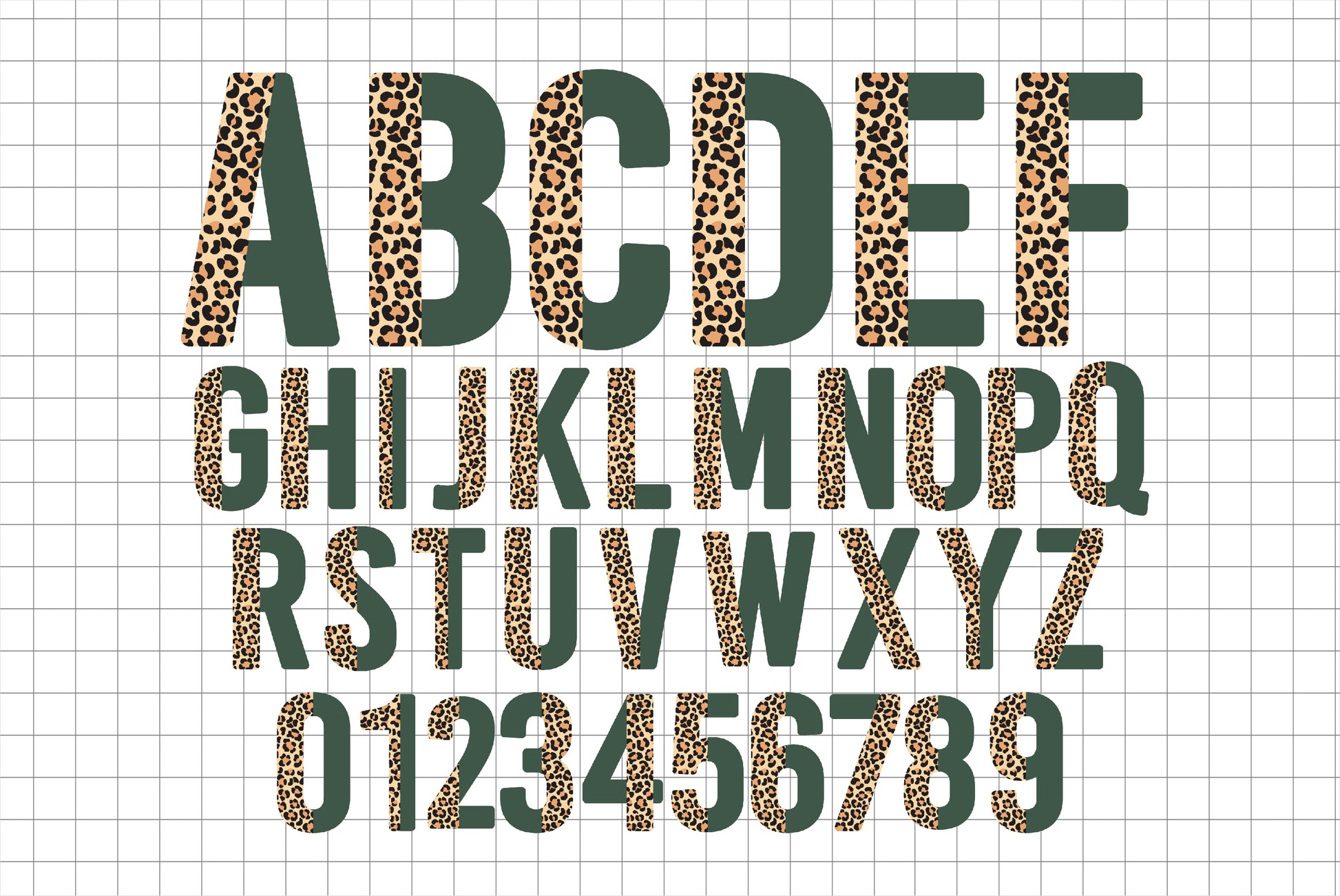 Half Leopard Print Letters PNG