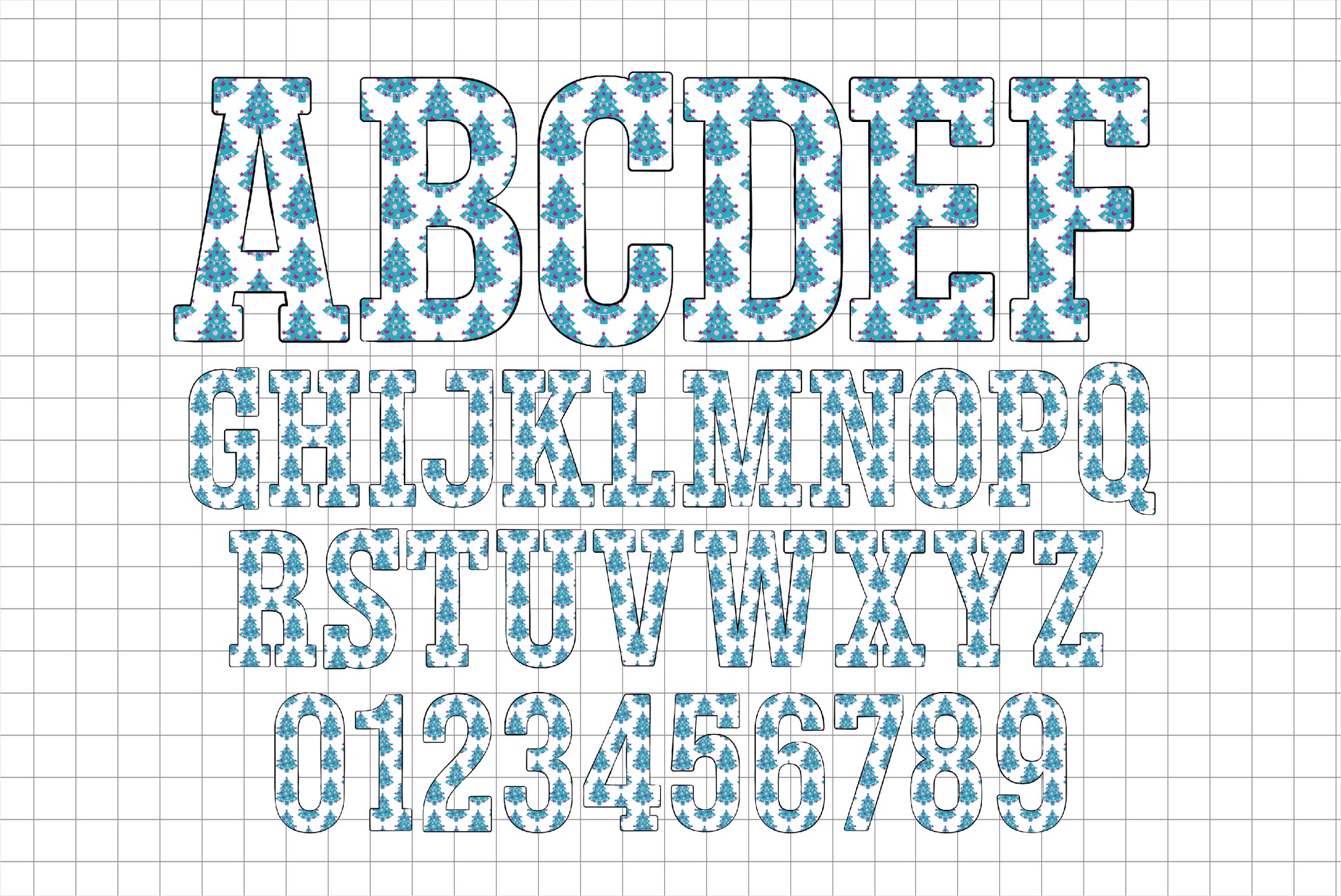 Winter Alphabet Letters PNG Sublimation