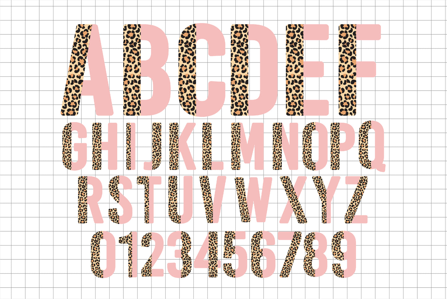 Half Leopard Doodle Alphabet Letters