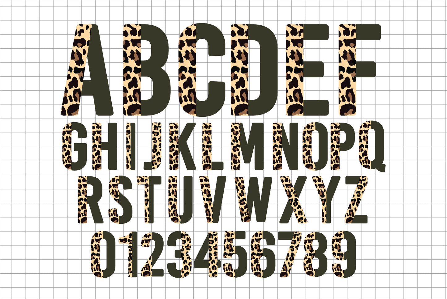 Half Leopard Alphabet PNG Sublimation