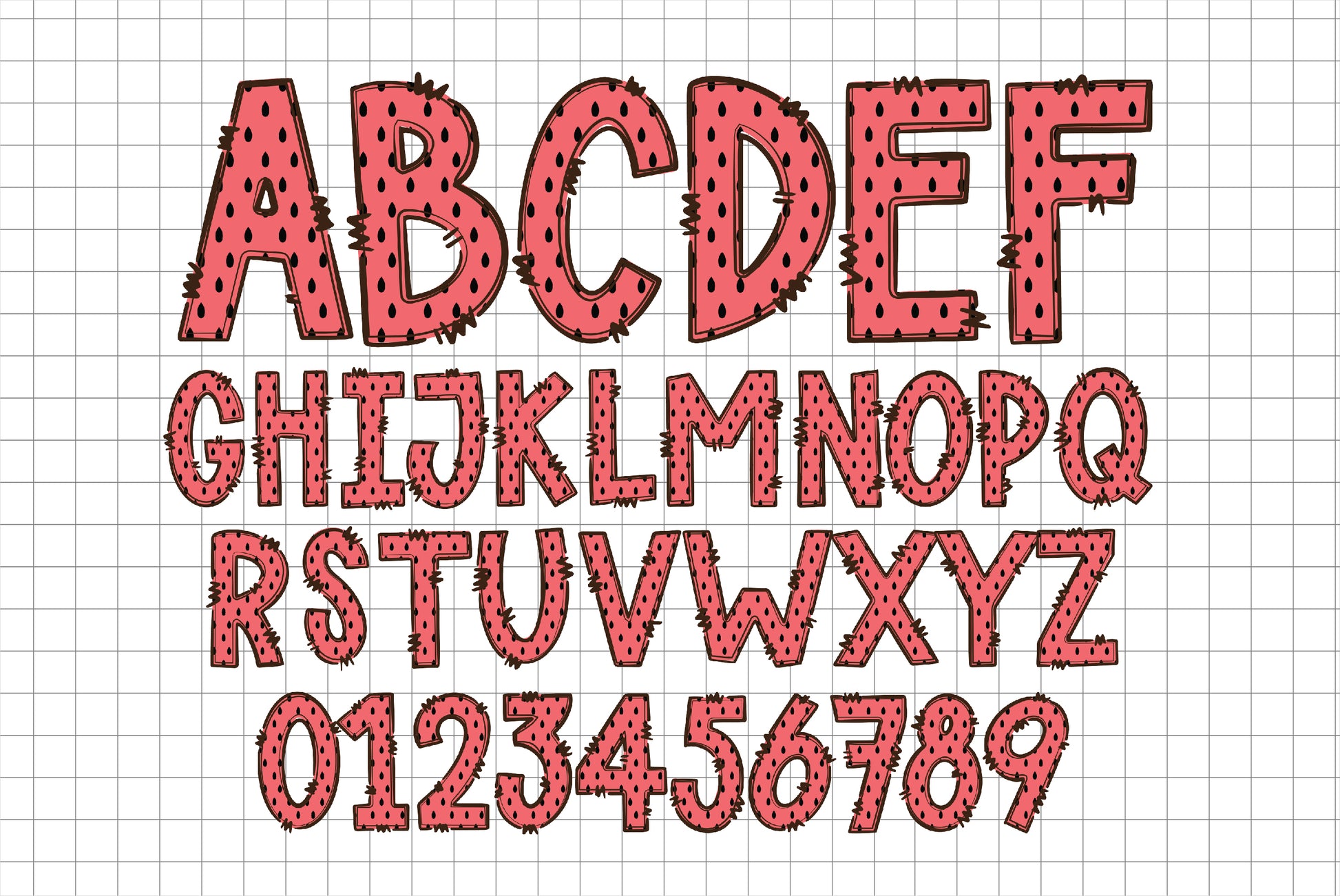 Watermelon Doodle Alphabet Letters