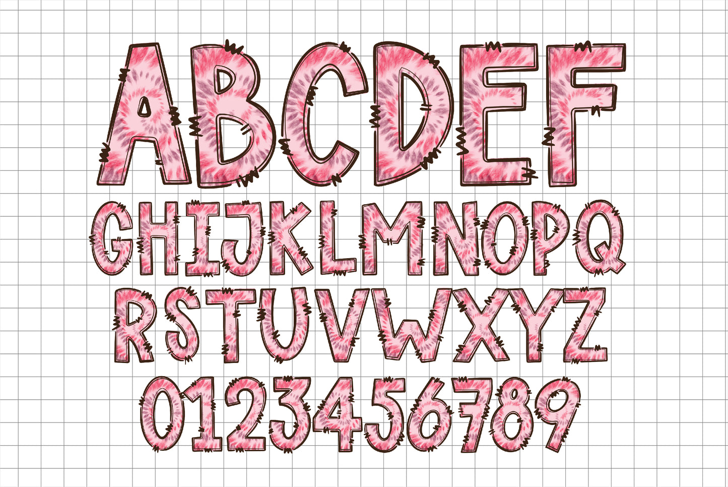 Tie Dry Alphabet Letters