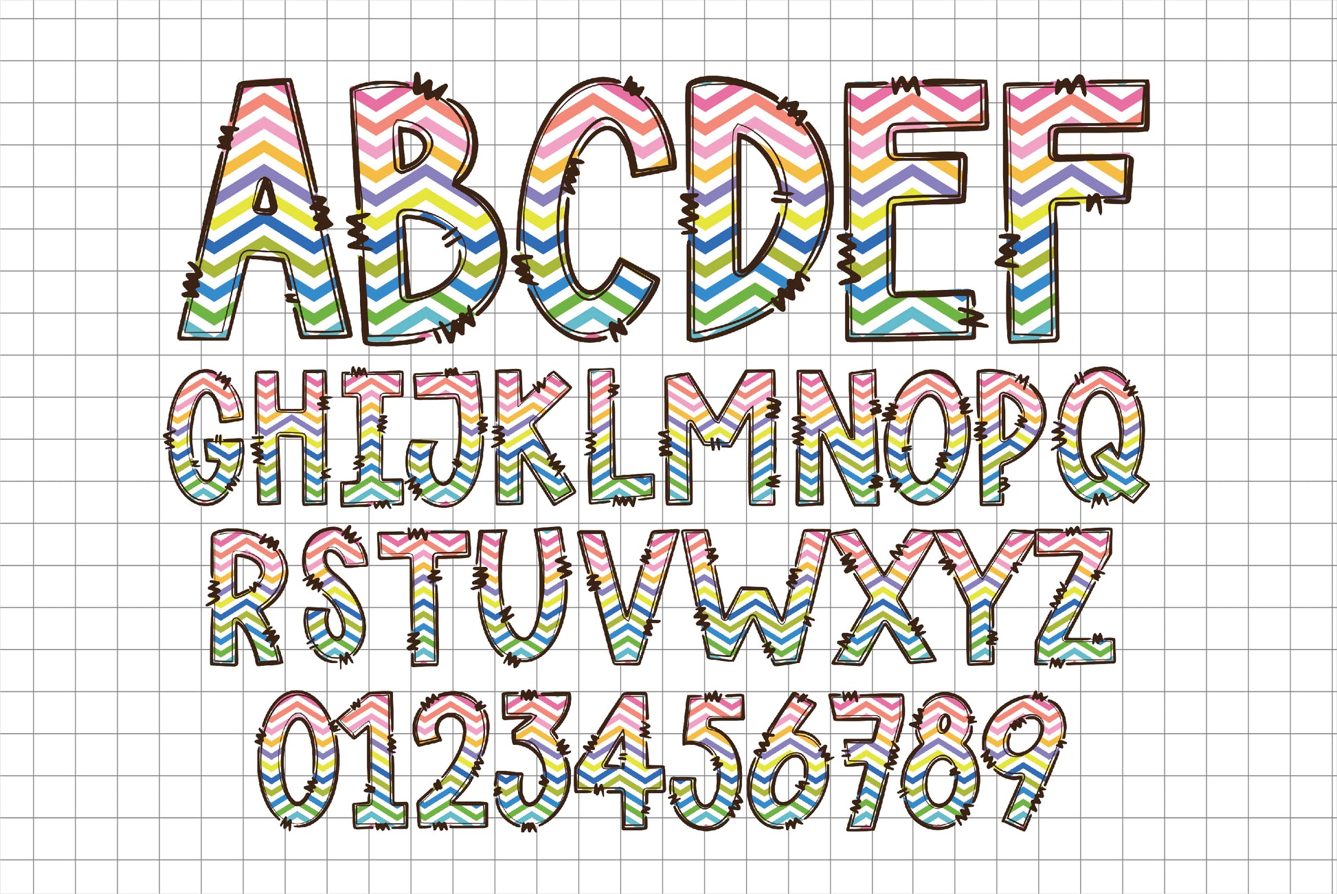 summer doodle alphabet letters