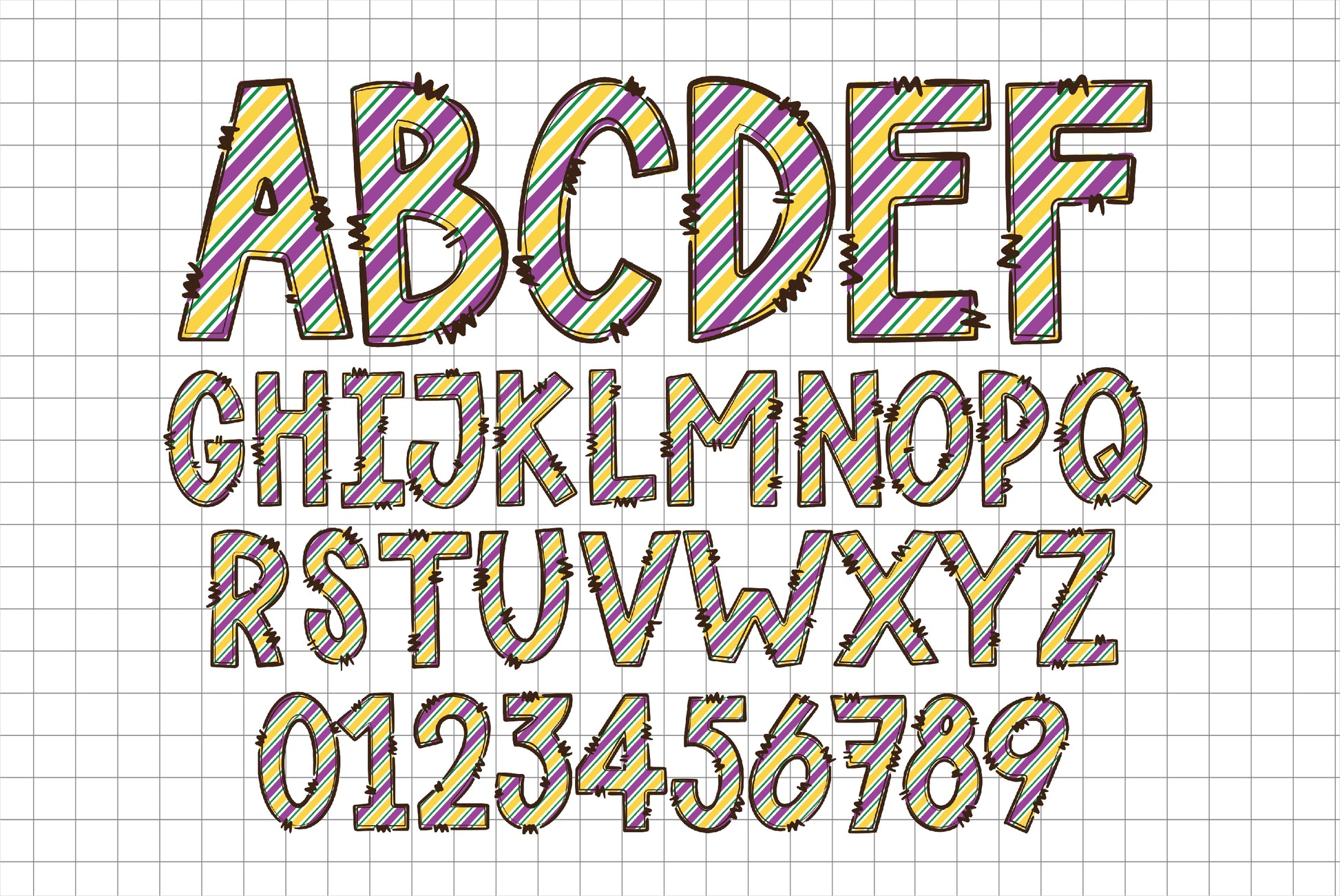 Mardi Gras Alphabet Doodle