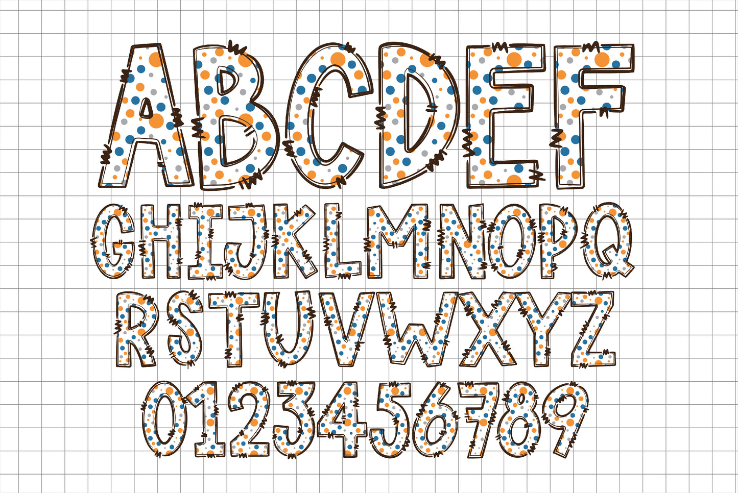 Polka Dot Doodle PNG Letter