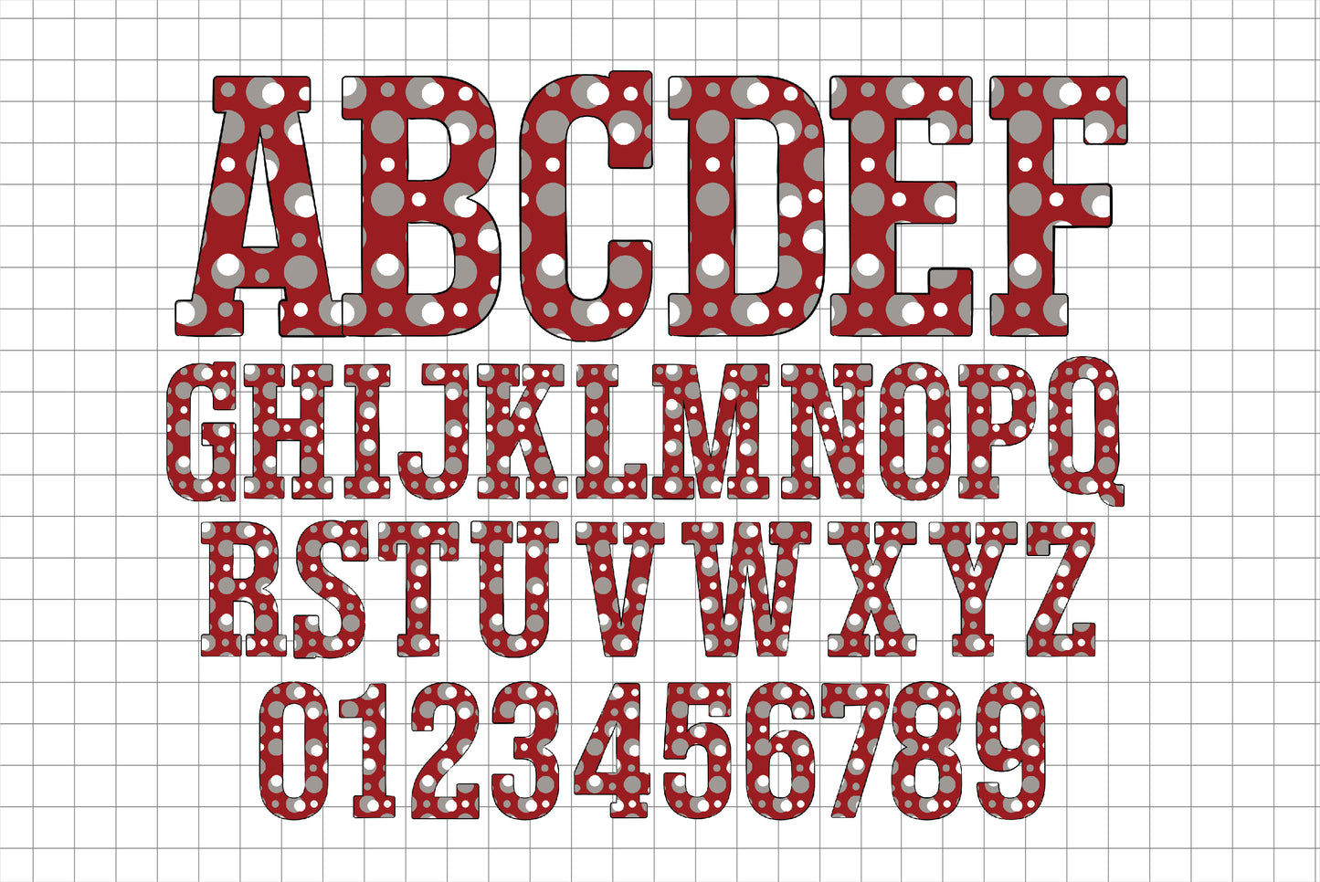 Grey Maroon Alphabet