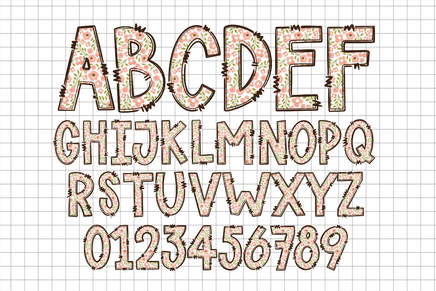 Spring Floral Alphabet PNG