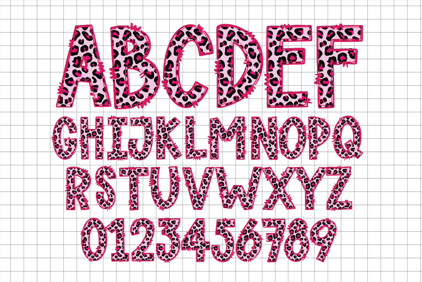 Leopard Valentines Doodle Letters