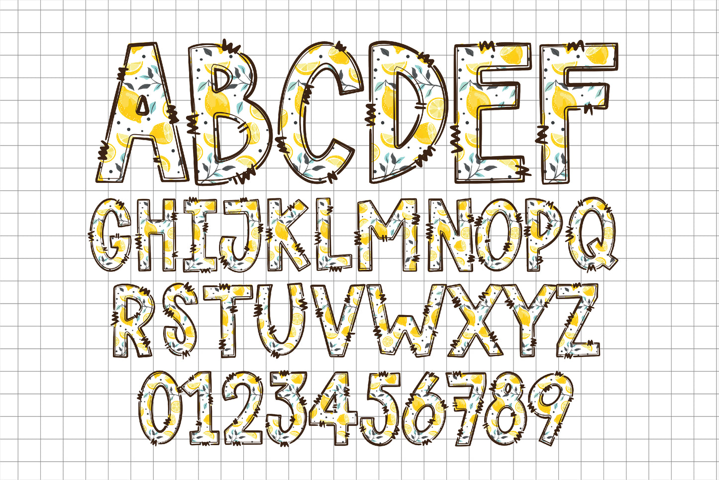 Yellow Blue Lemon Alphabet Letters