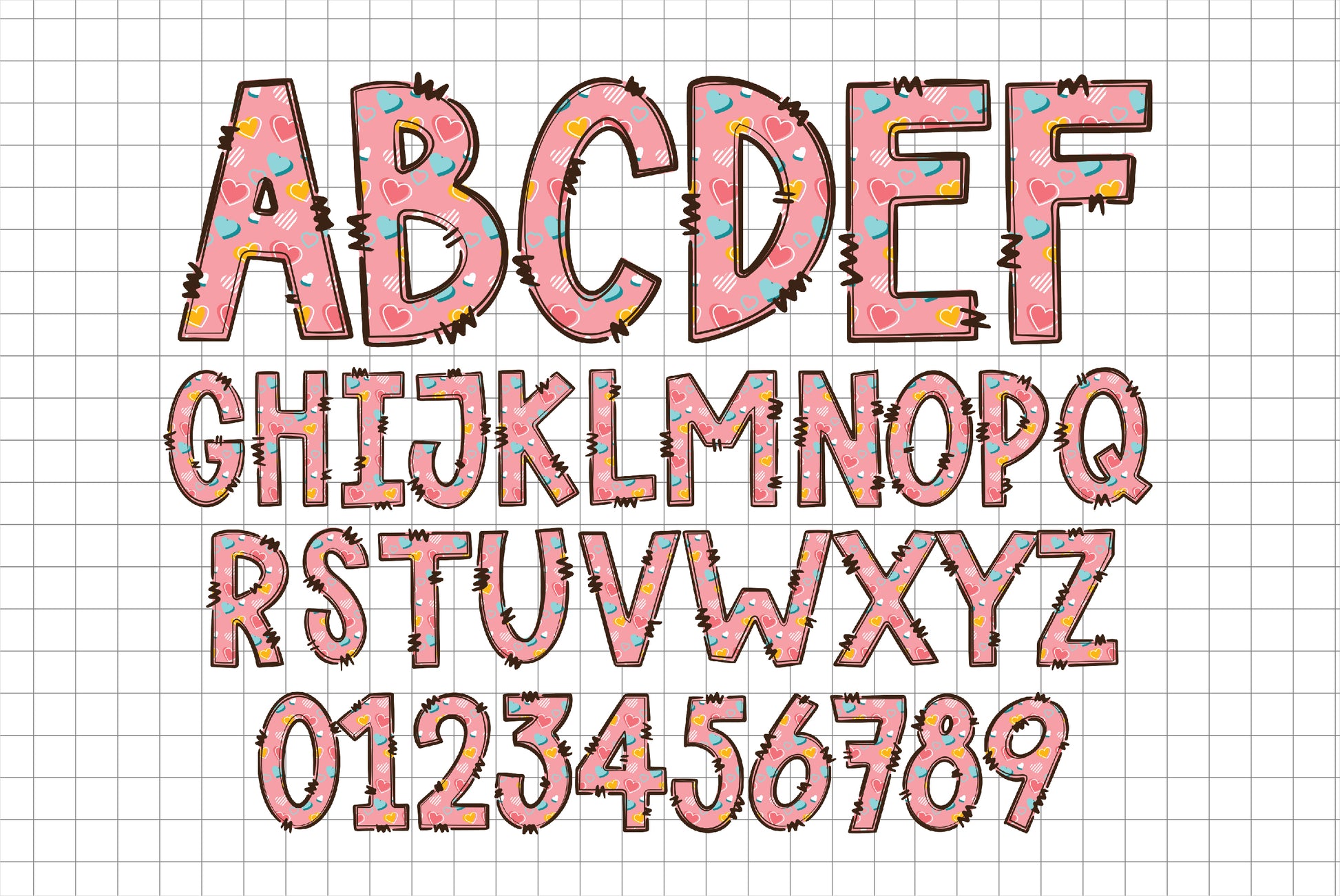 Valentines Alphabet PNG