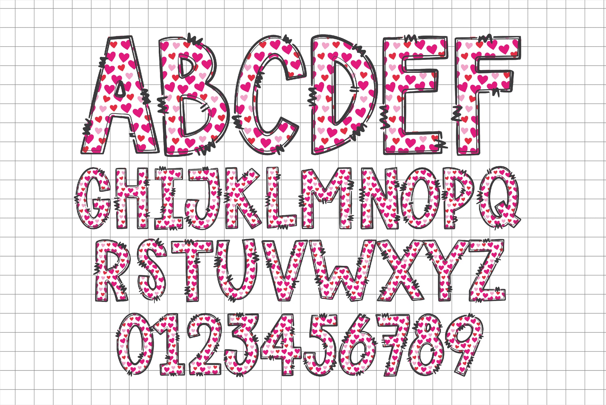 Valentines Alphabet PNG