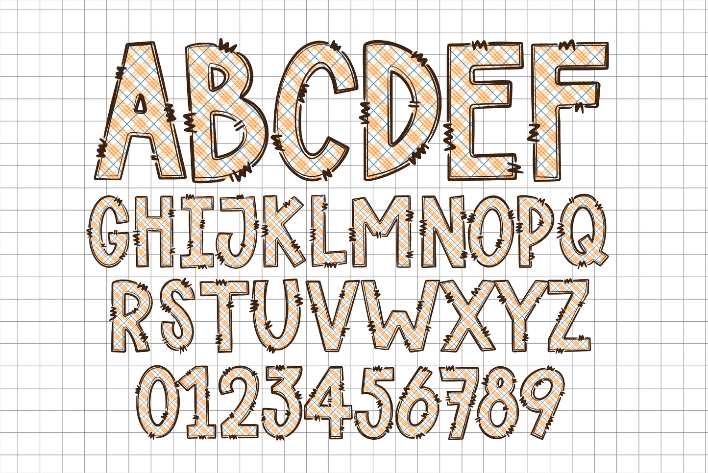 Checkered Doodle PNG Letter