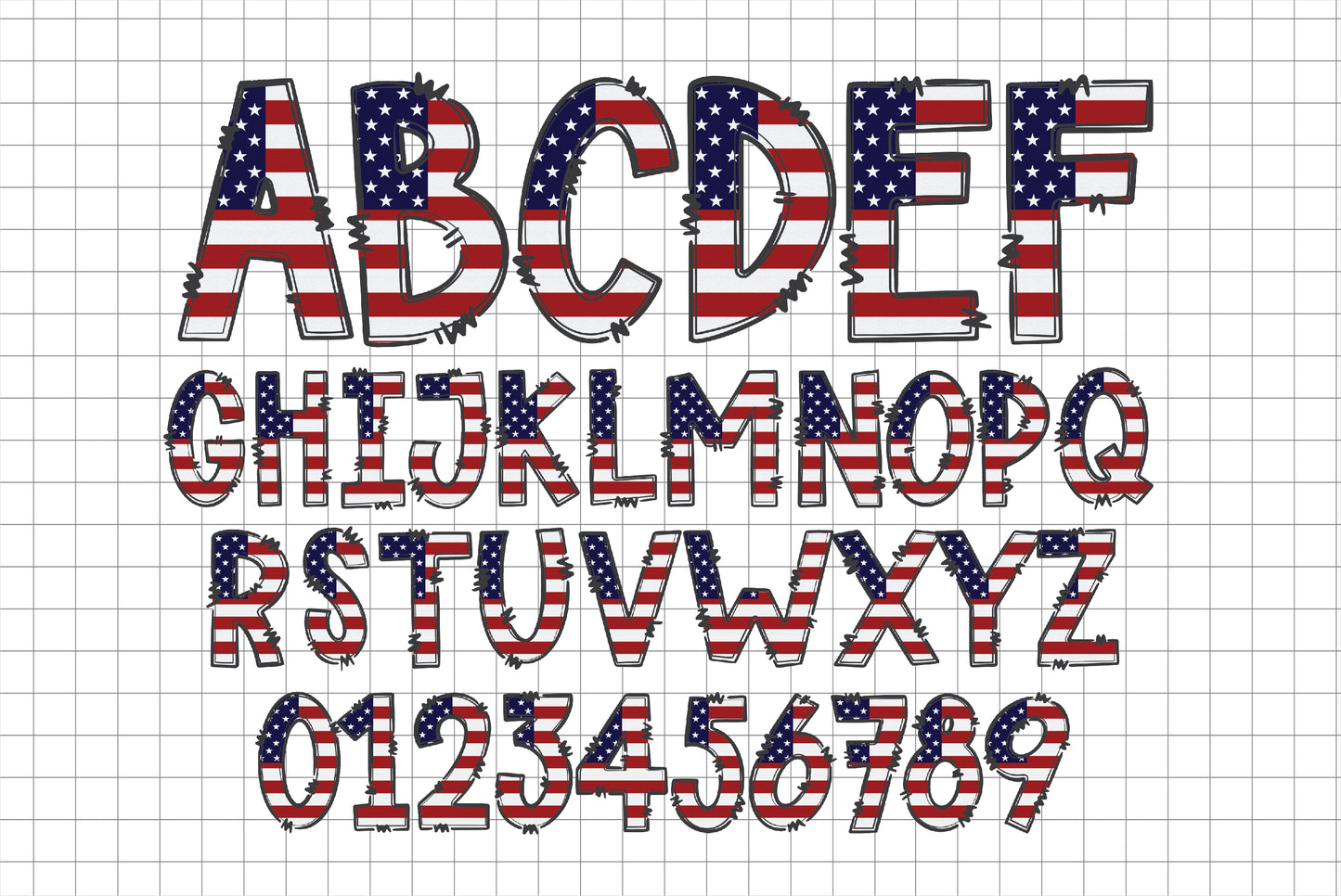 USA Flag Alphabet