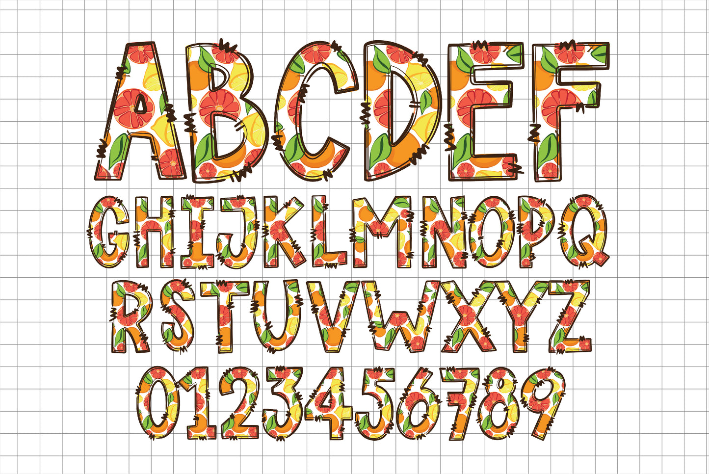 Fruit Doodle Alphabet Letters