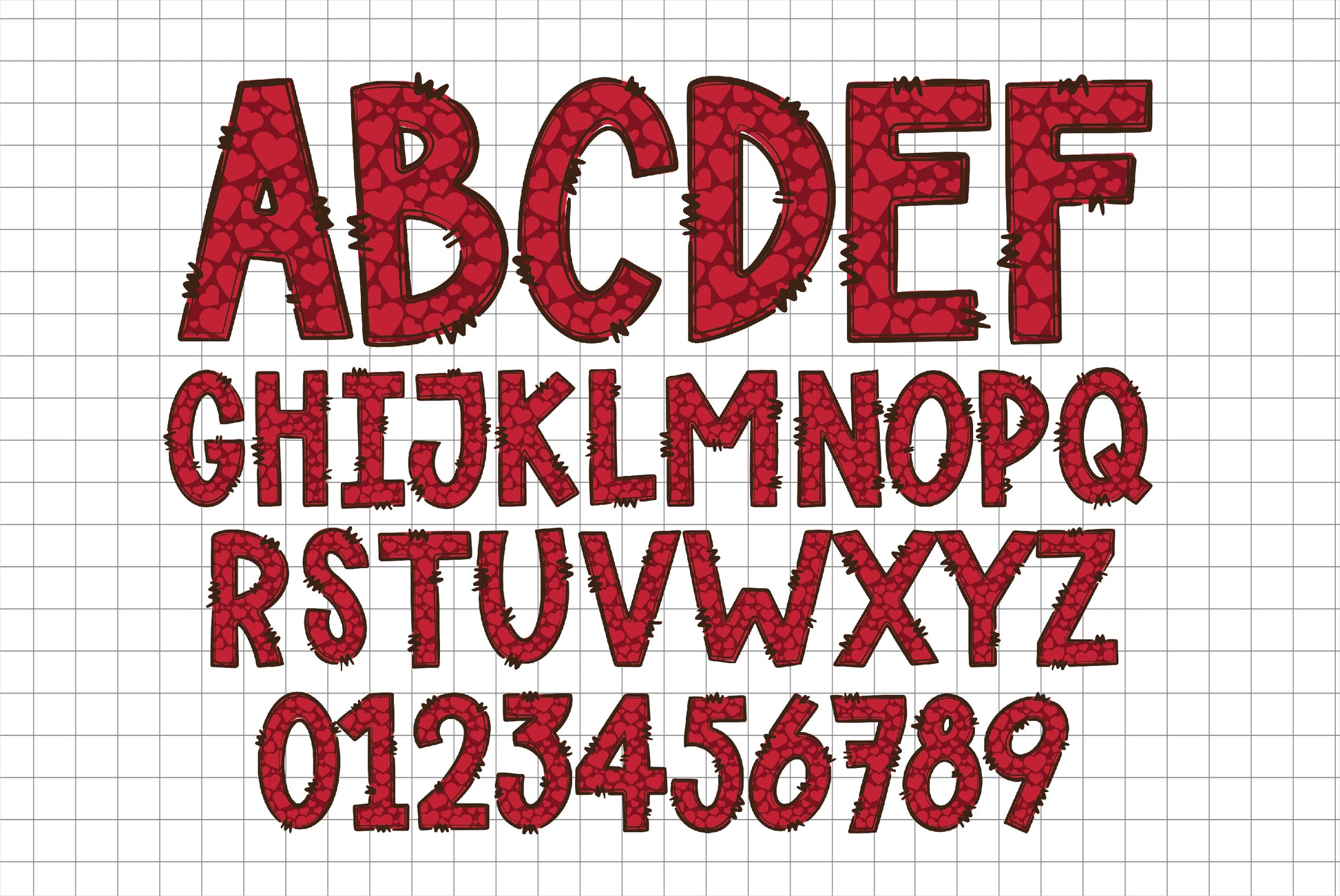 Hearts Alphabet PNG