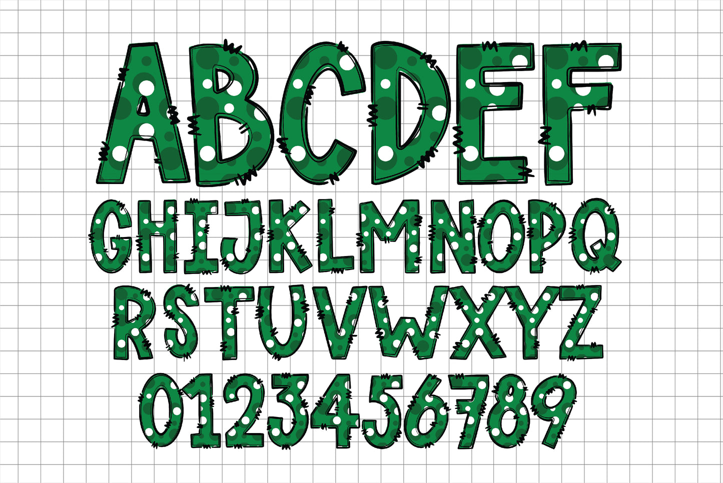 Green Black White Alphabet Letters