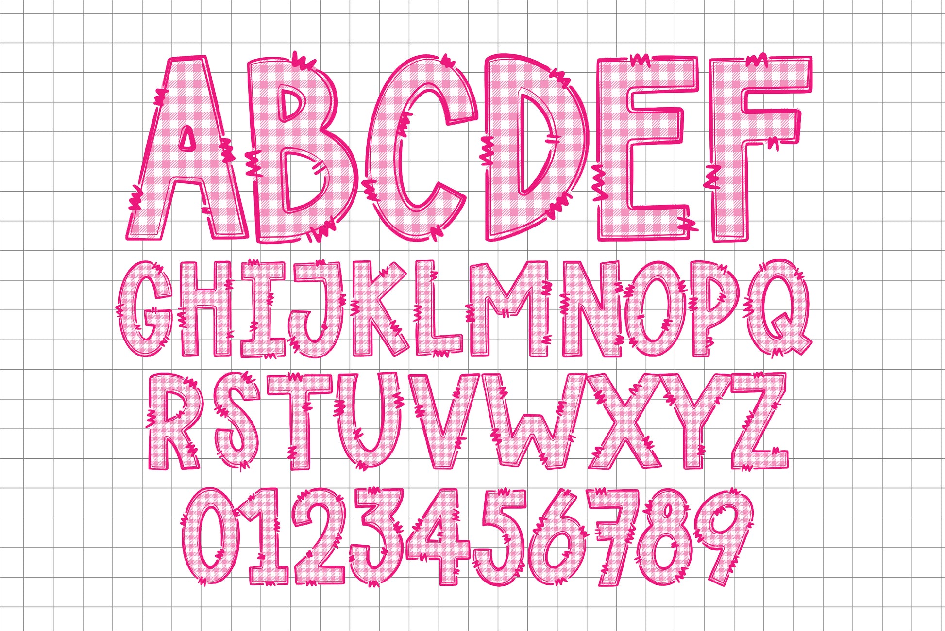 Buffalo Plaid Doodle Letters