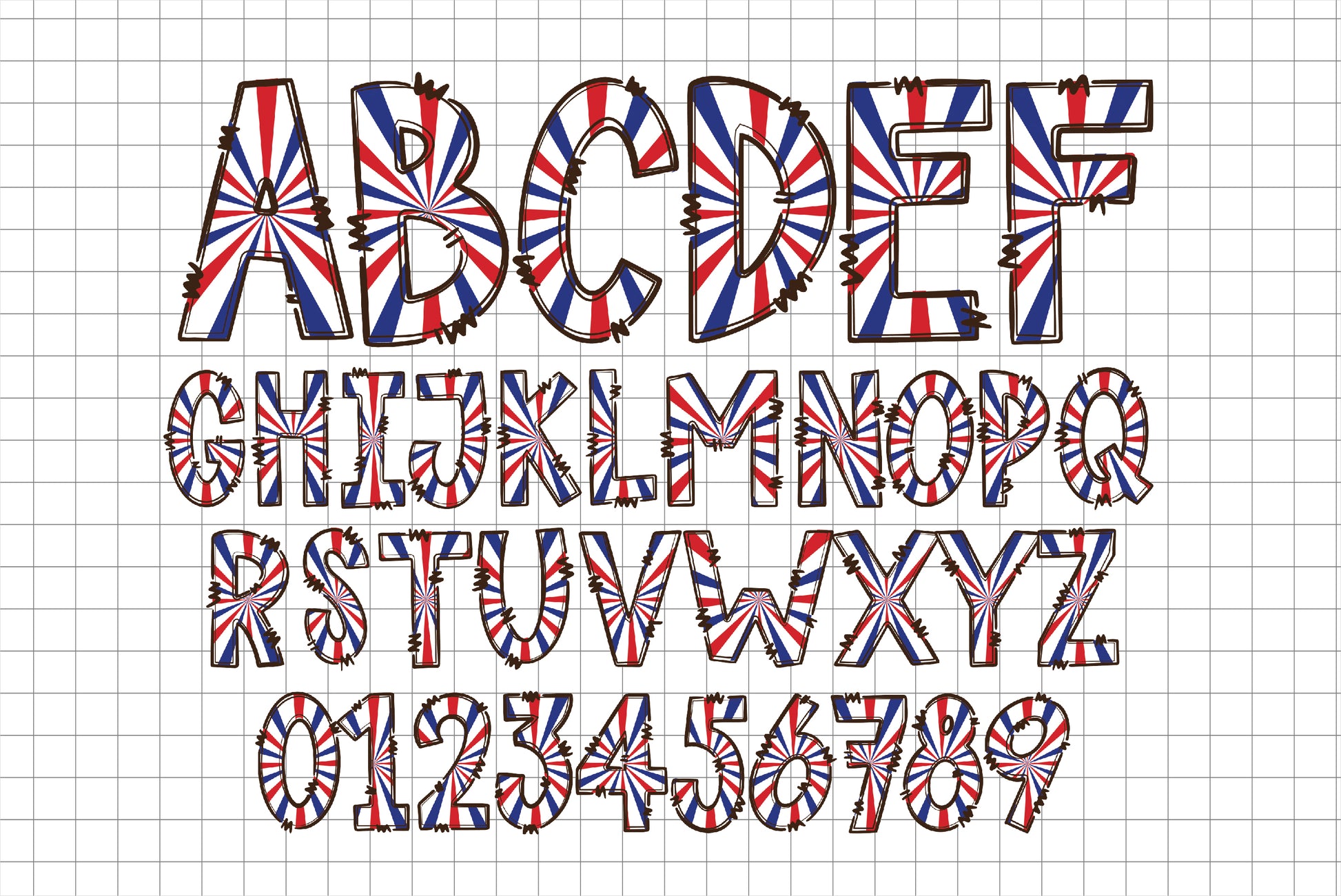 USA Flag Doodle Letters