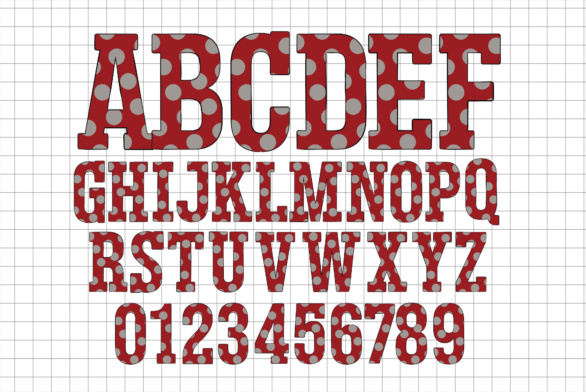 Maroon Grey Alphabet PNG