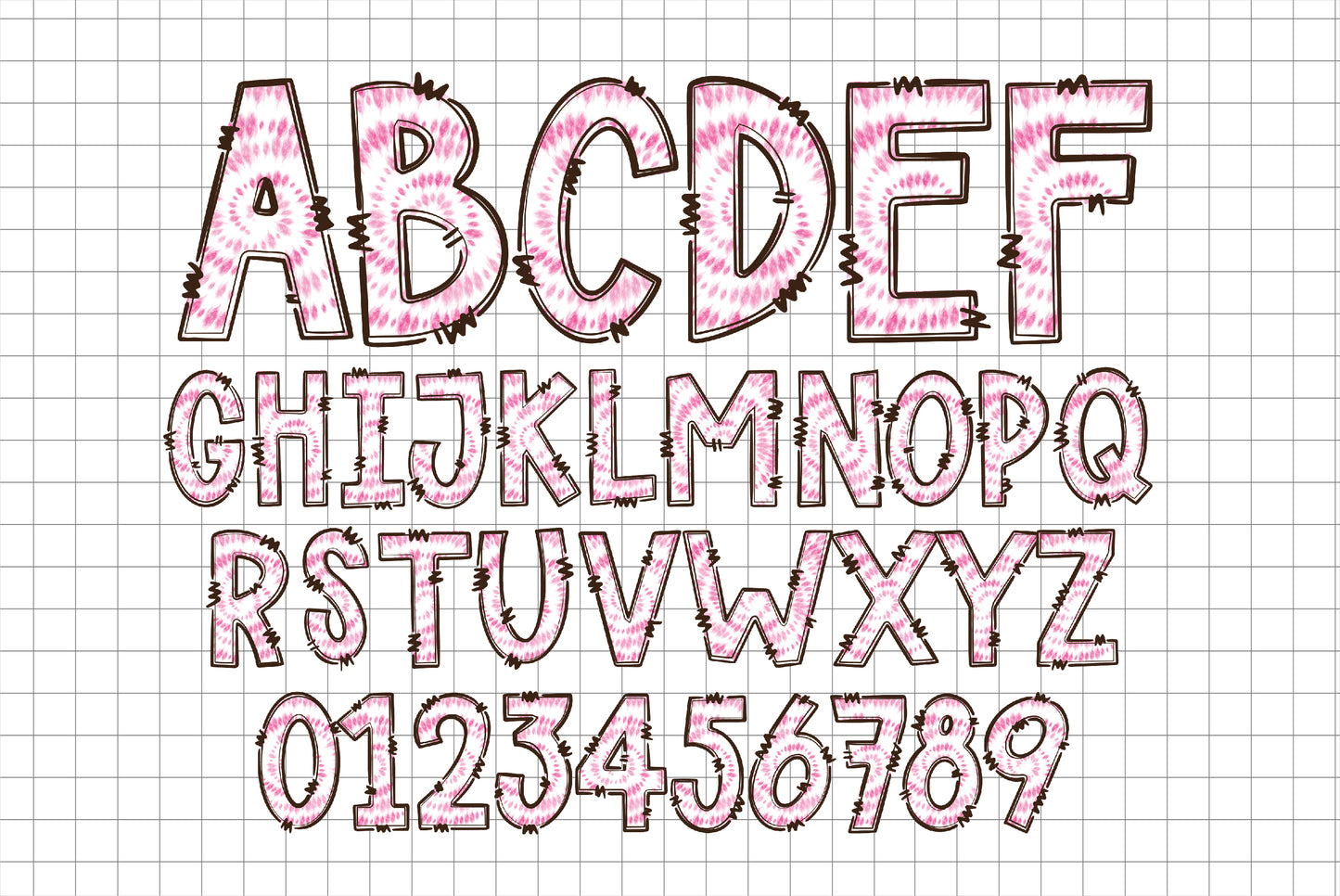 Pink Tie Dry Alphabet Letters