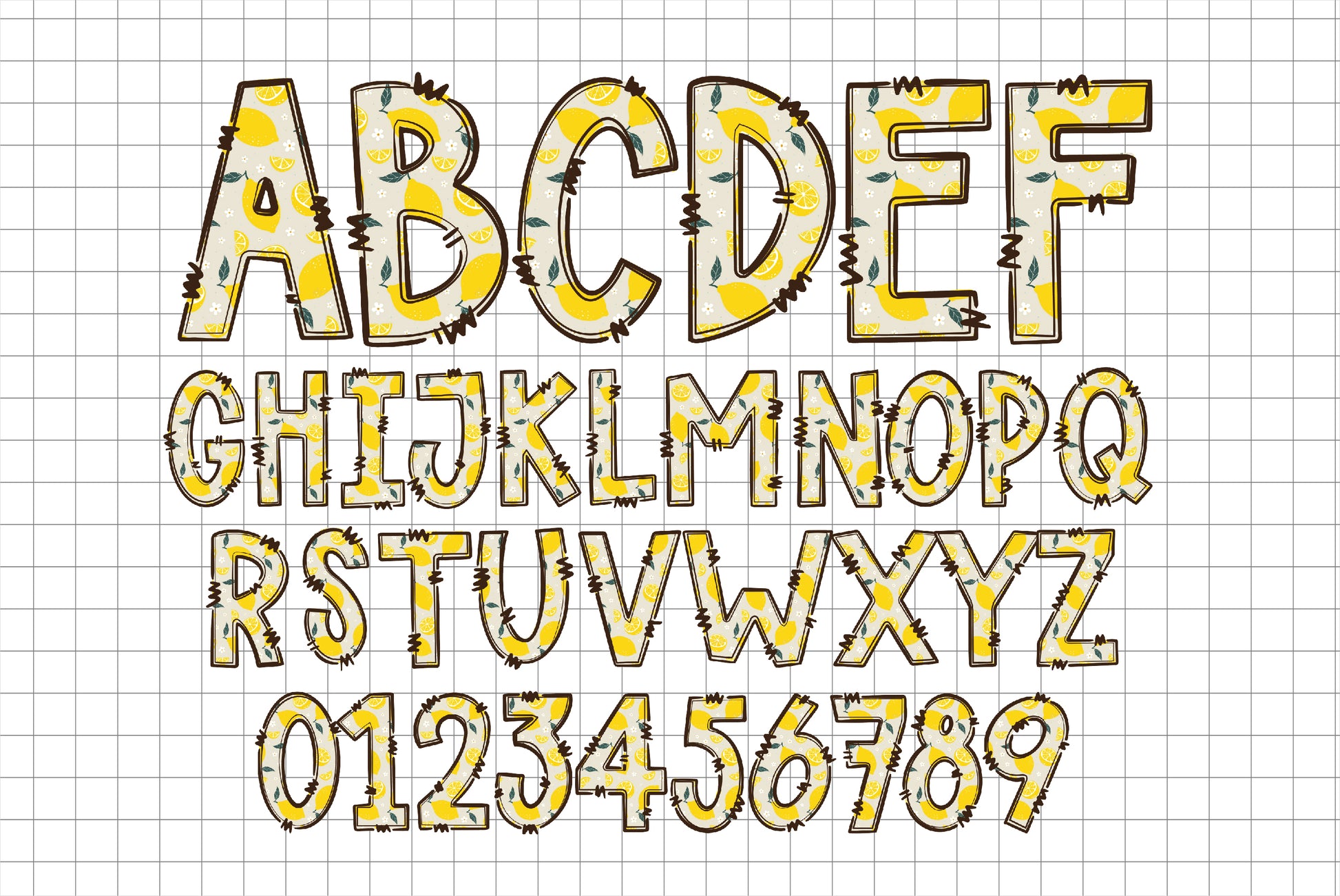 Summer Lemon Alphabet Letters