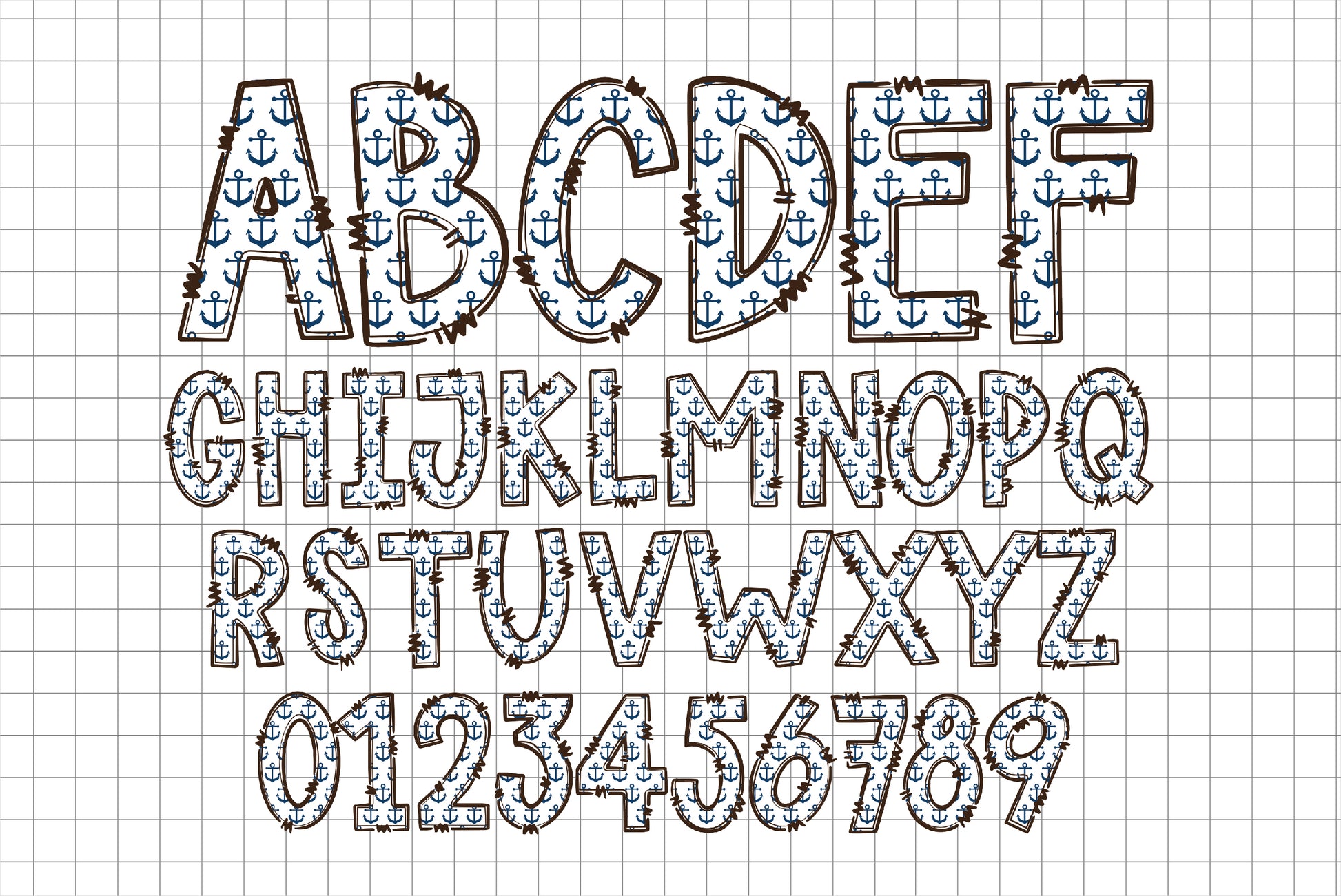 nuatical doodle letters