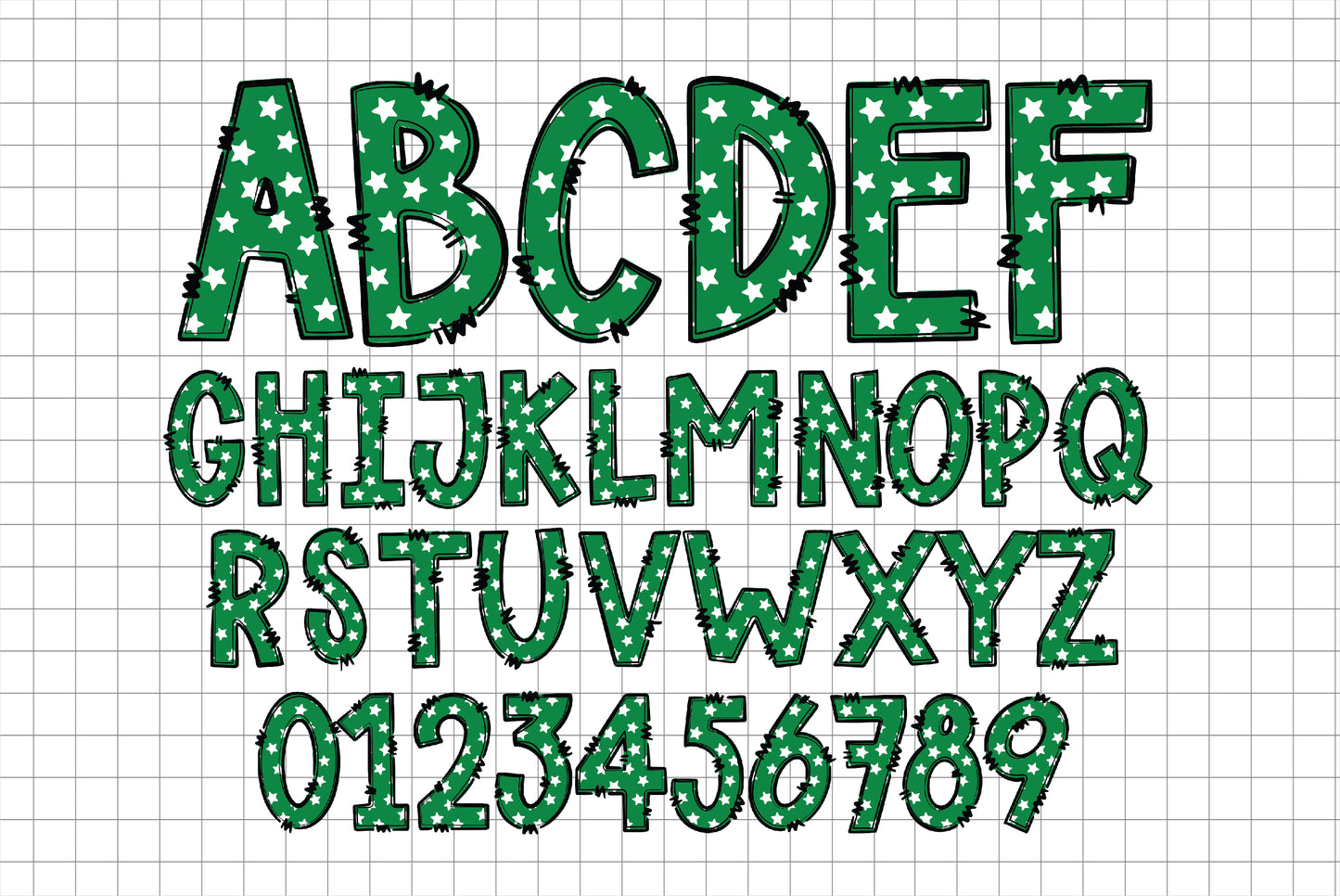 Green Black White Alphabet