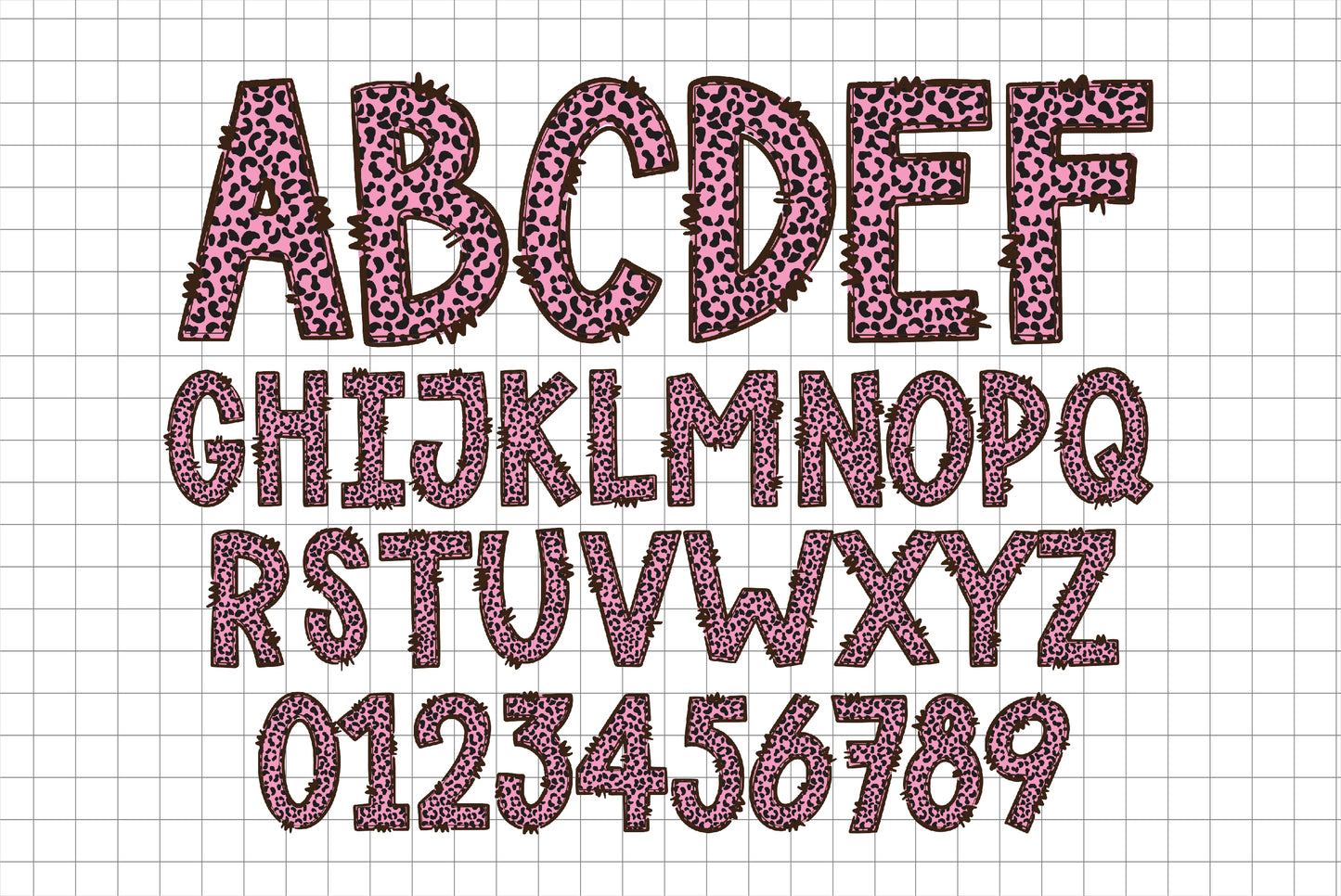 Pink Leopard Doodle Letters