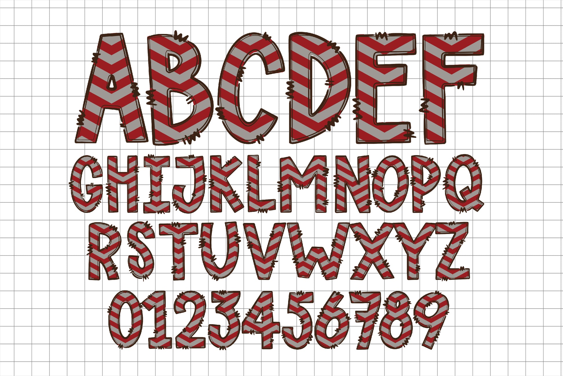 Maroon Grey Alphabet Letters