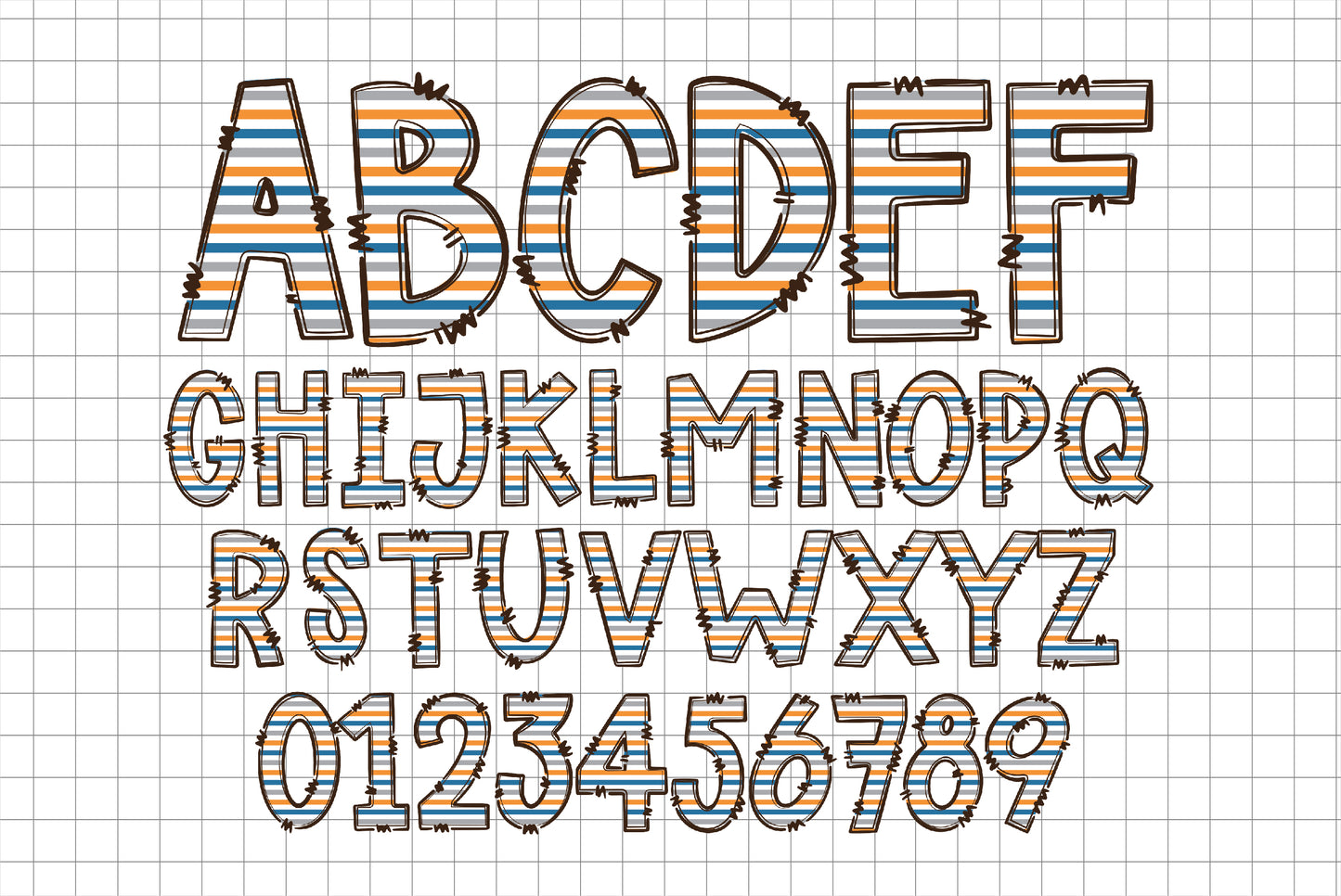 Striped Doodle PNG Letter