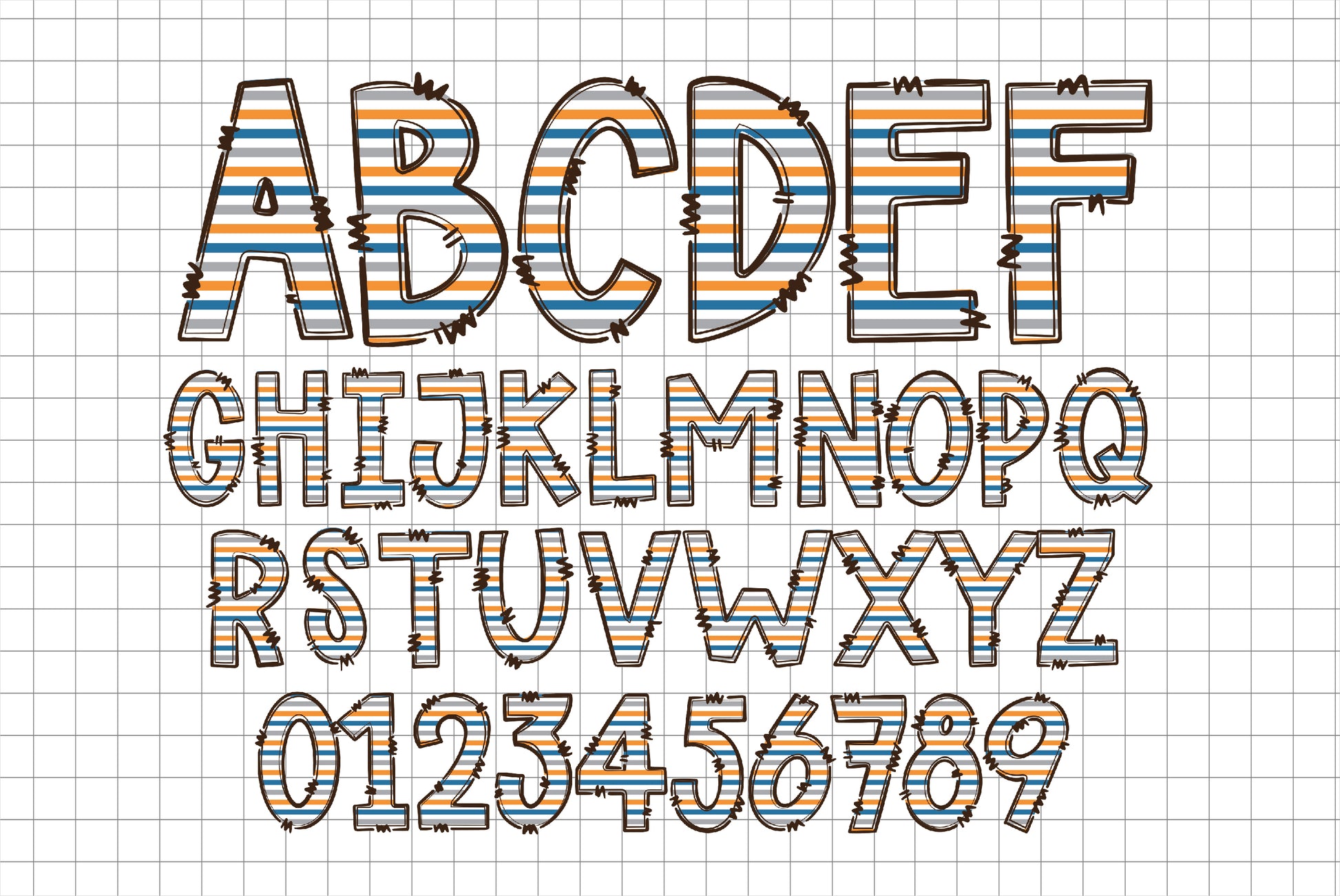 Striped Doodle PNG Letter