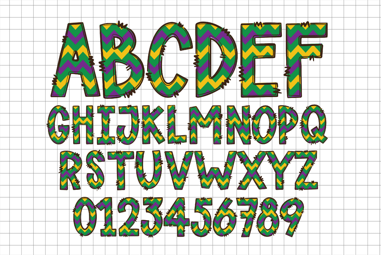 Mardi Gras Doodle Alphabet