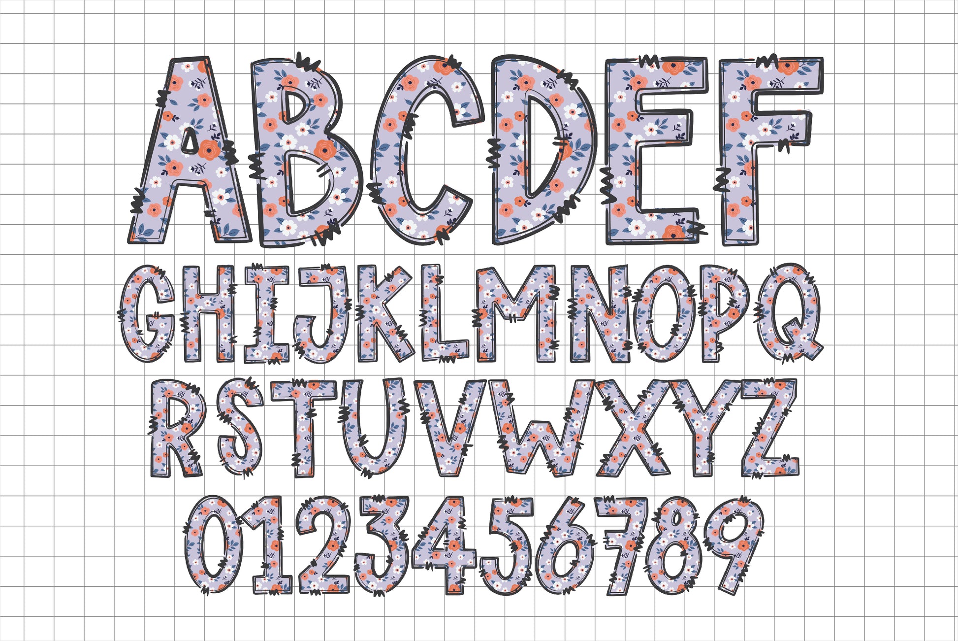 Spring Floral Alphabet PNG