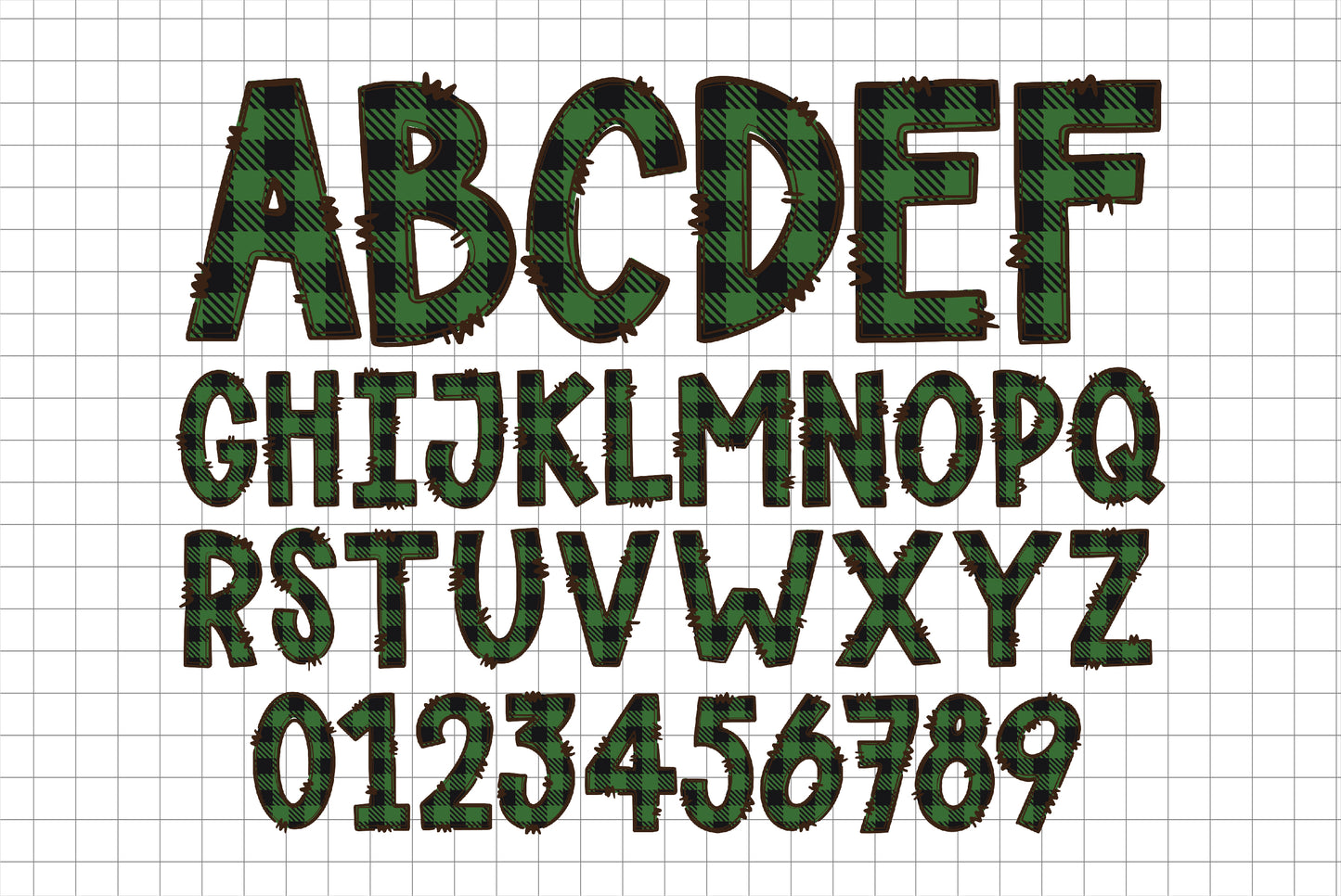 Plaid Christmas Doodle Letters