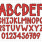 Red Glitter Alphabet PNG Sublimation