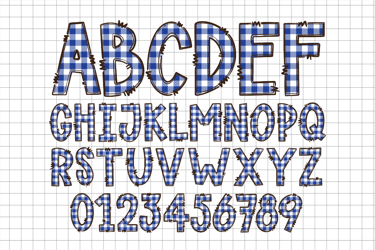 Blue Buffalo Plaid Alphabet PNG