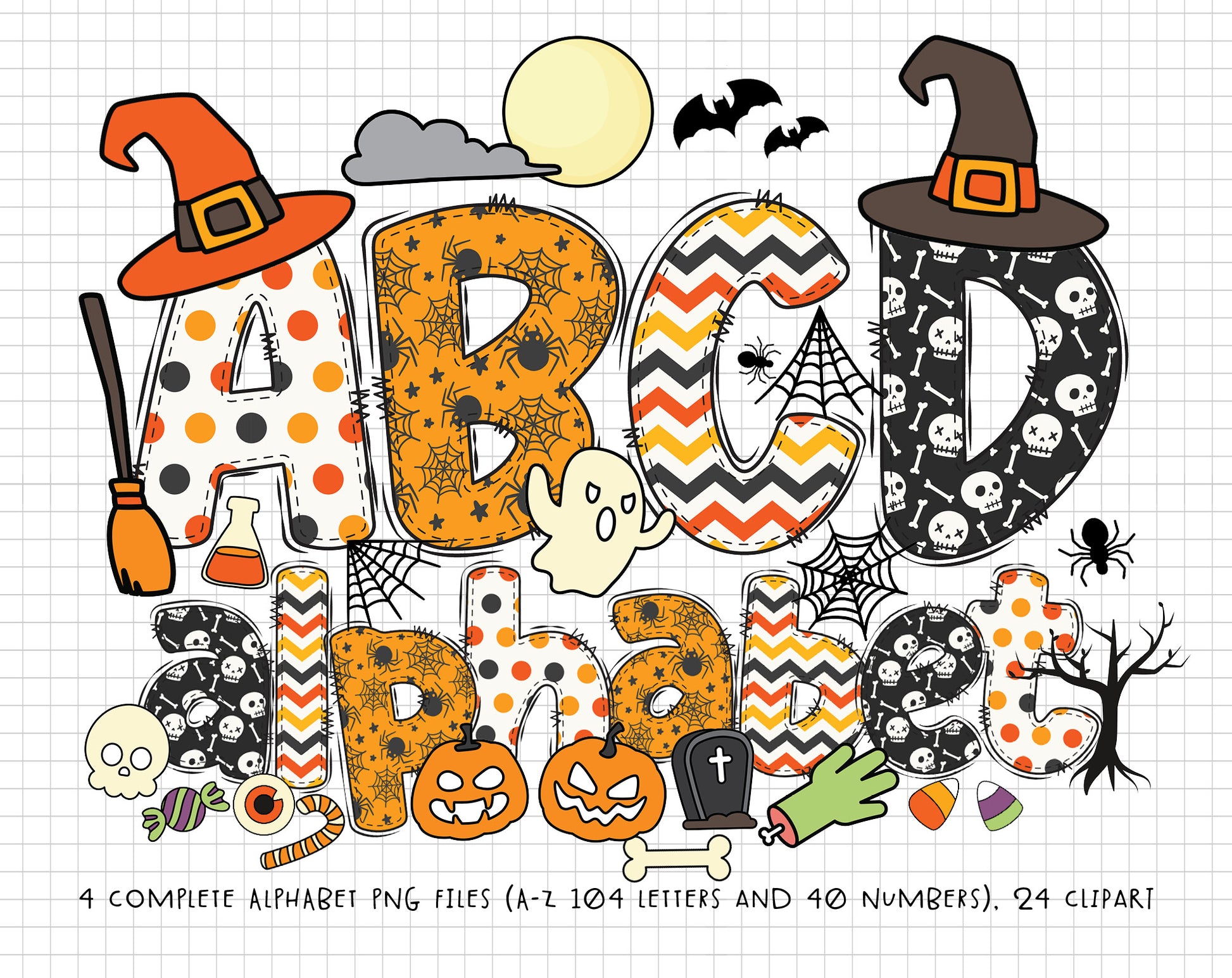 Halloween Alphabet PNG Sublimation