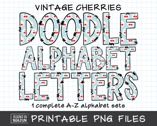 Vintage Cherries Alphabet Letters