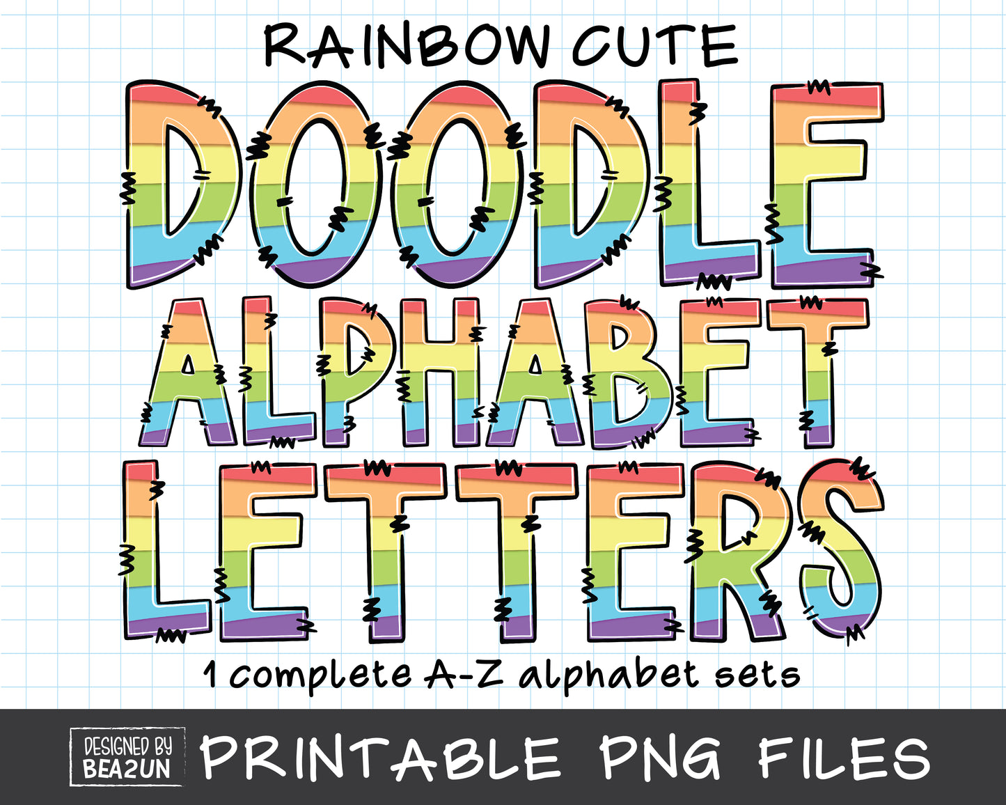 Rainbow Alphabet PNG Sublimation