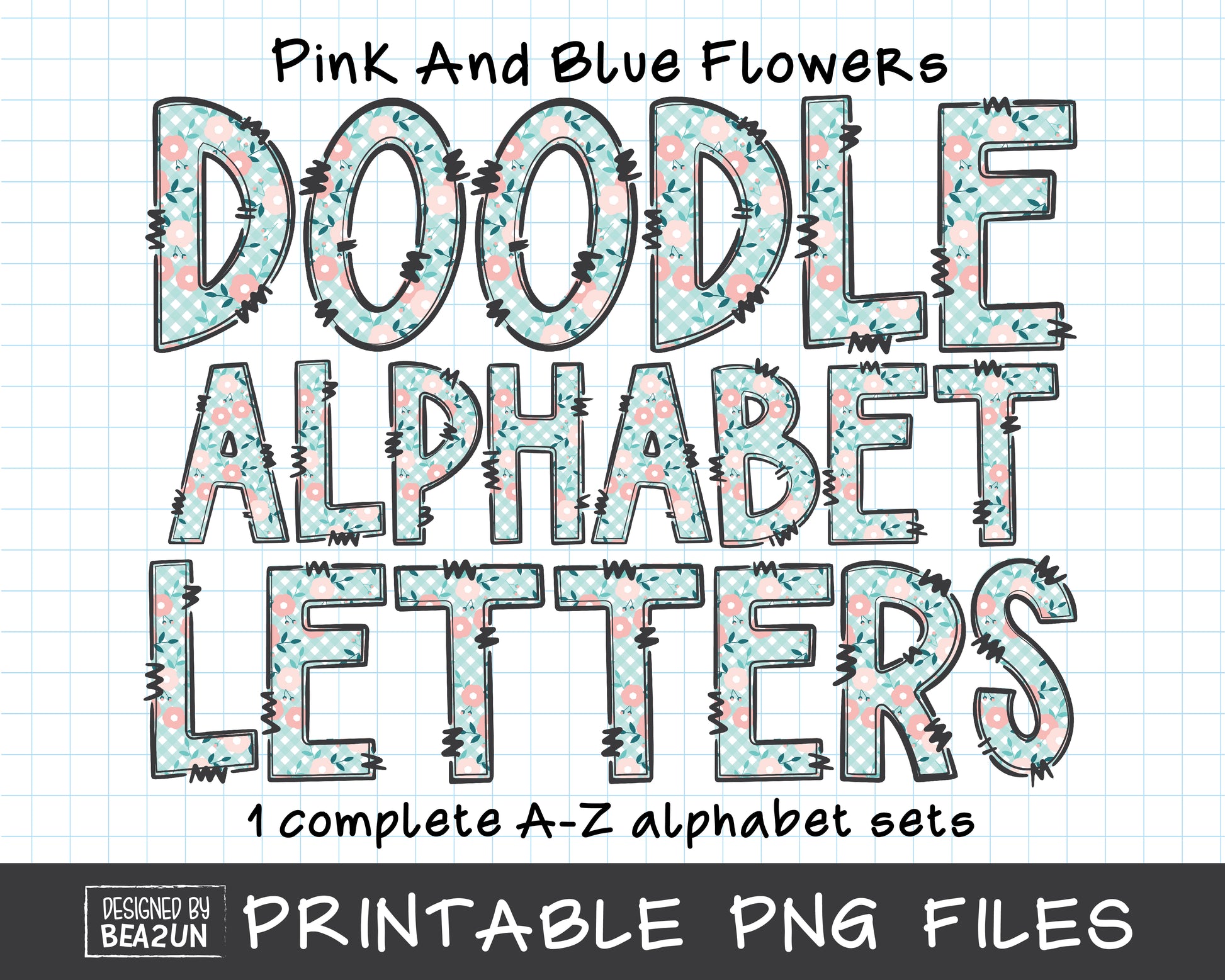 Floral Doodle Alphabet Letters