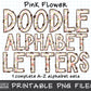 Pink Flower Doodle Alphabet Letters