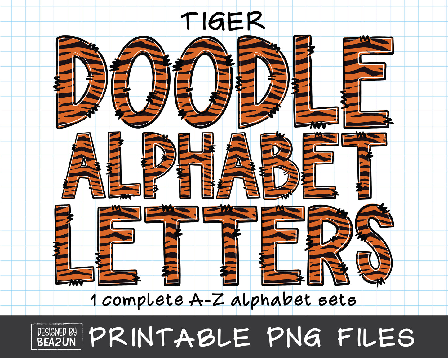 Tiger Alphabet PNG Sublimation