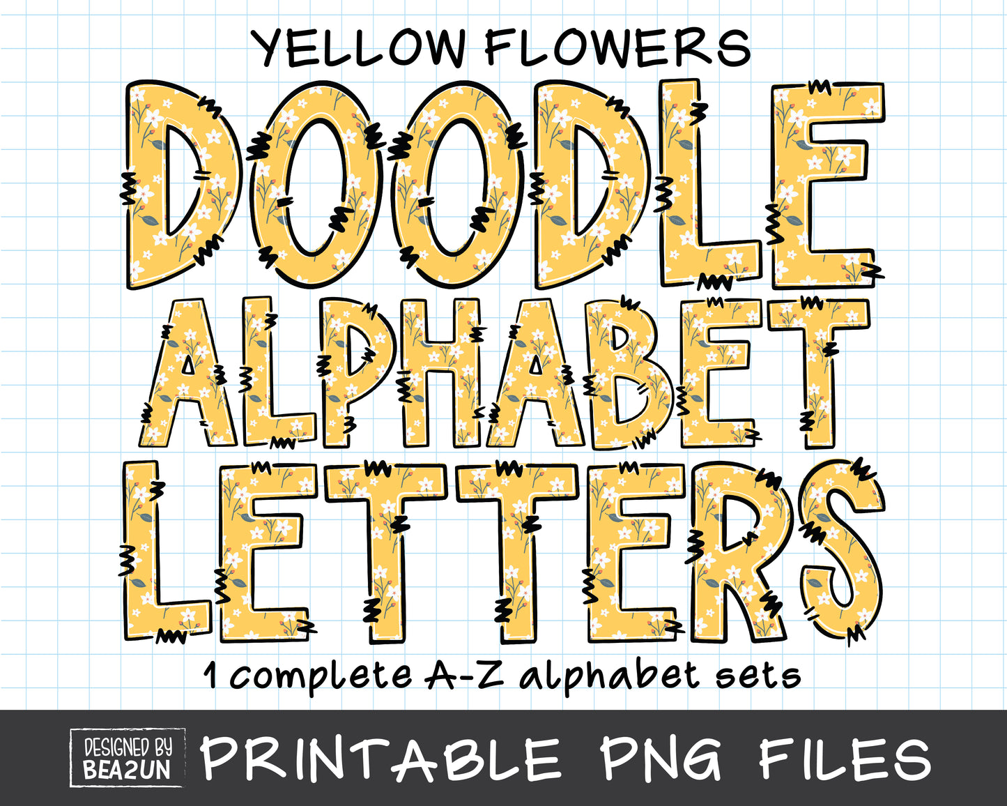 flower doodle letters clipart design