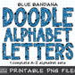 Blue Bandana Doodle Alphabet Letters