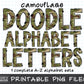 Camouflage Doodle Alphabet Letters