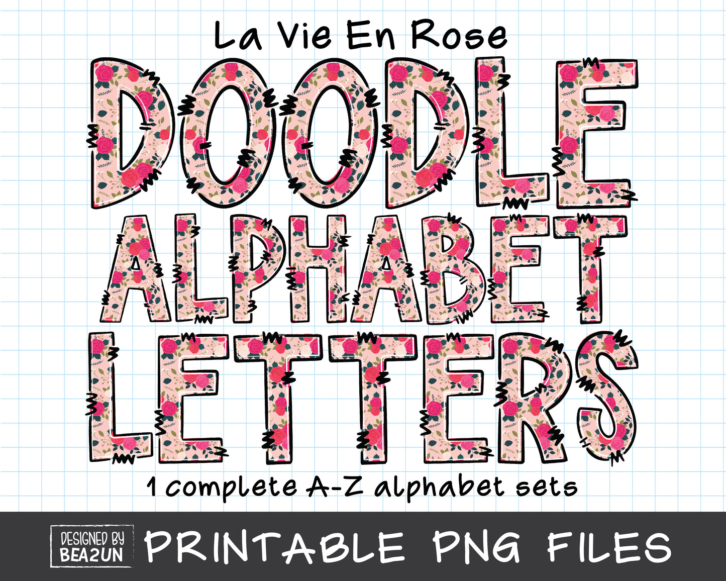 Rose Alphabet PNG Sublimation